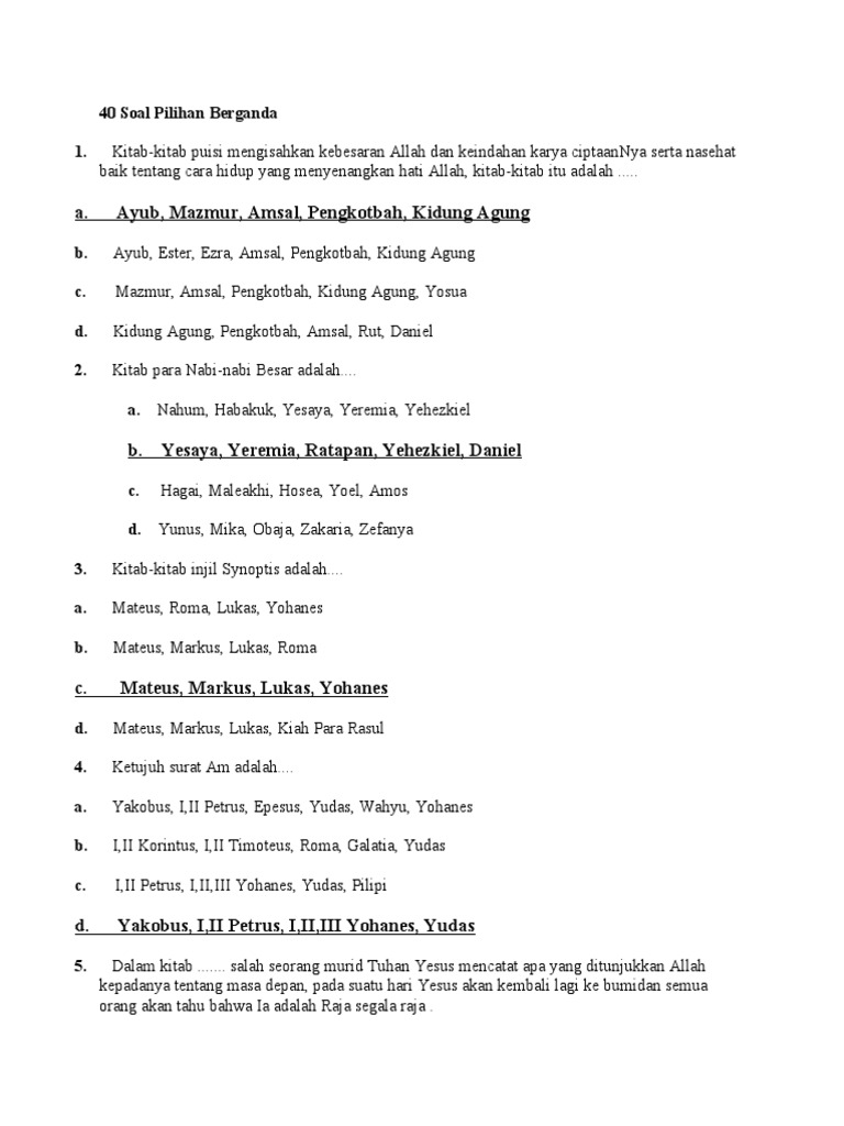 40 soal pilihan berganda ujian pdf