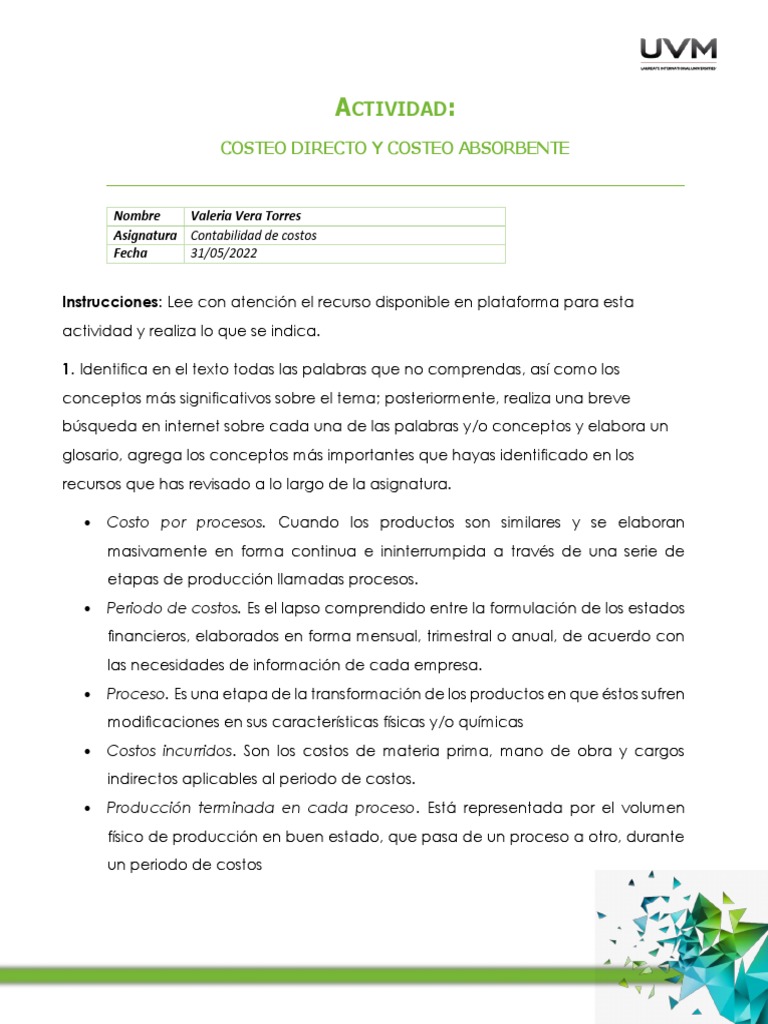 Costeo Directo vs. Costeo Absorbente | PDF | Costo | Contabilidad de costos