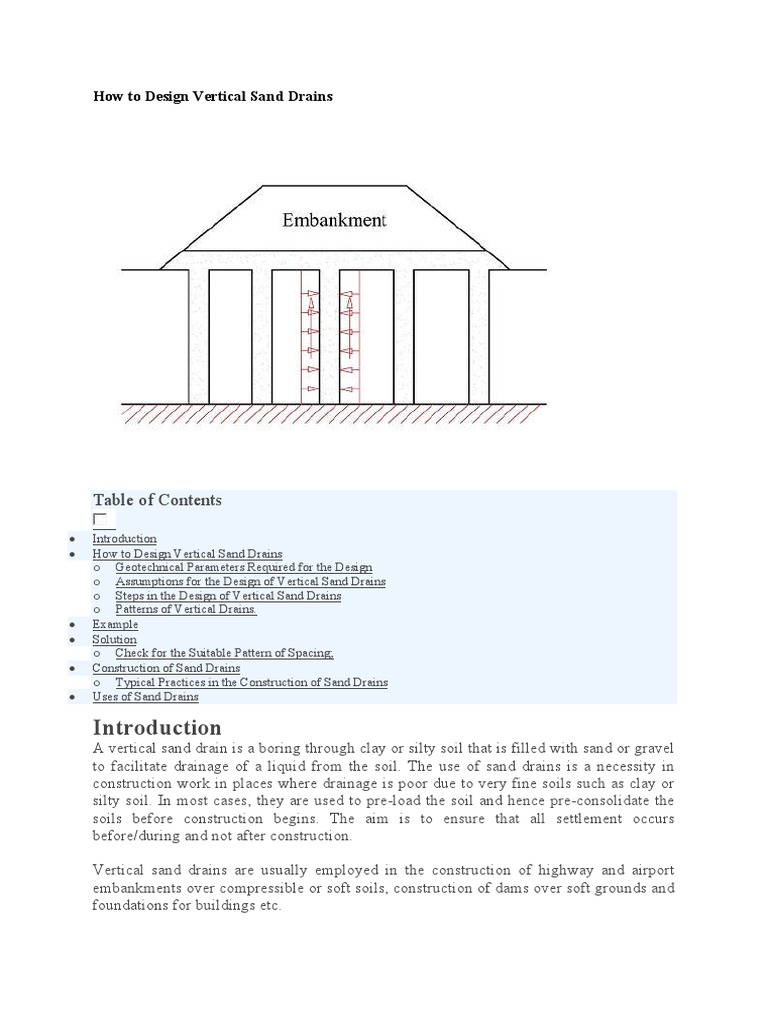 How To Design Vertical Sand Drains | PDF | Drainage | Geotechnical ...