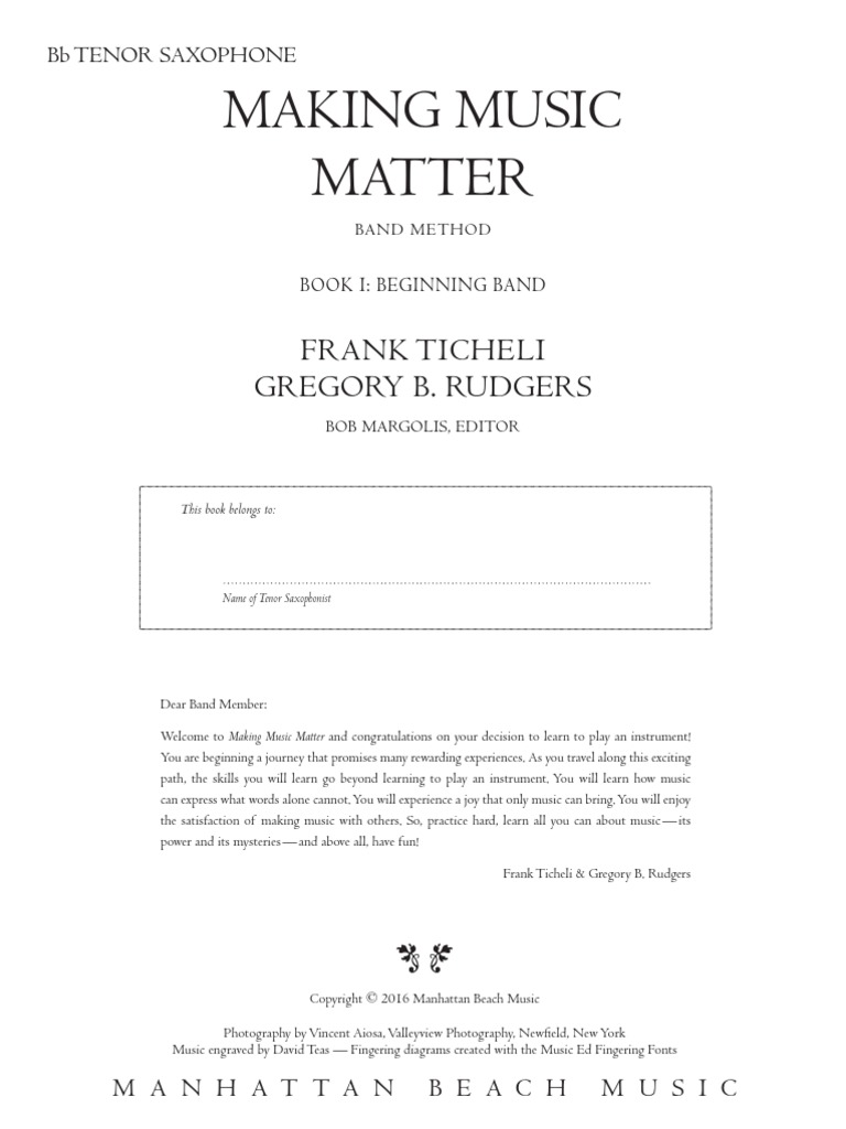 Tenor Sax Book Sample PDF Saxophone Music Technology