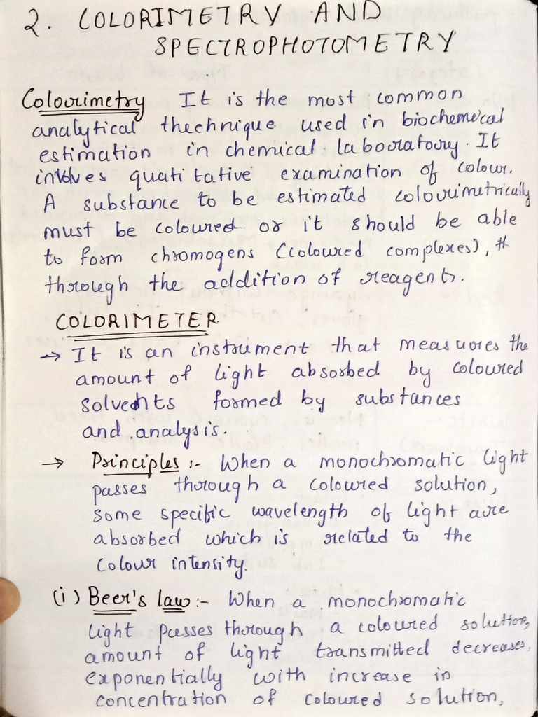 Colorimeter and Spectrophotometer PDF
