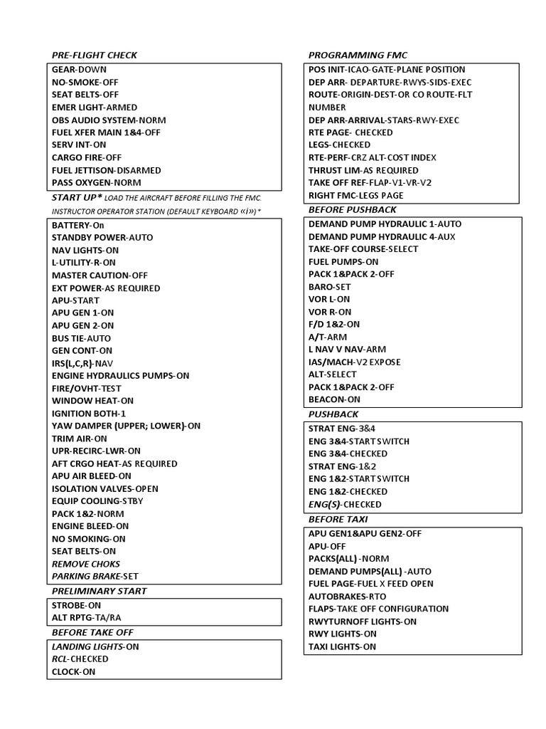 Pre-Flight and Post-Flight Checklist | PDF | Aerospace | Manufactured Goods