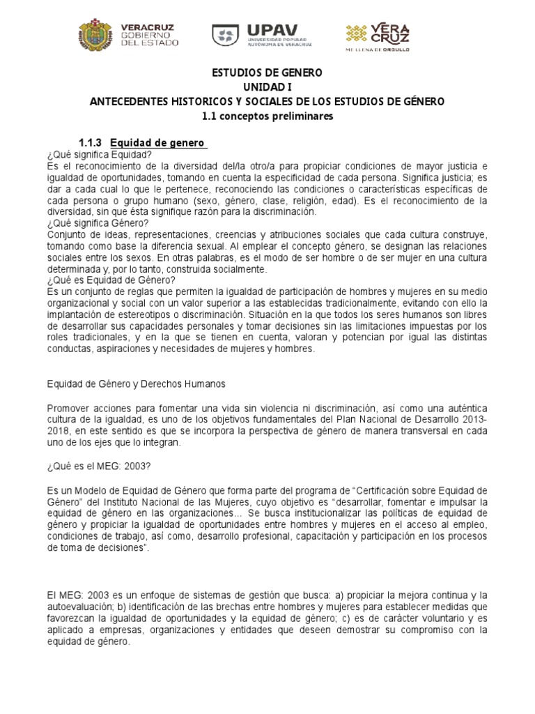 Equidad de Genero | PDF | Igualdad de género | Estudios de género