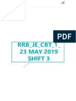 RRB - JE - CBT - 1 - 23rd May Shift 3 2019 Previous Paper