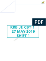 RRB - JE - CBT - 1 - 27 May 2019 Shift 1 Previous Paper