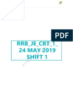 RRB - JE - CBT - 1 - 24 May 2019 Shift 1 Old Question Paper