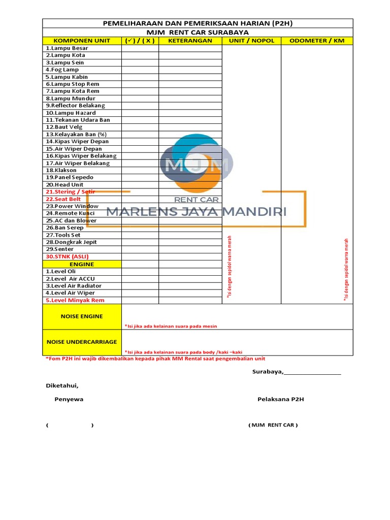 Pemeliharaan Harian P2H Hino 500 | PDF