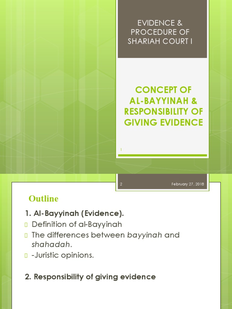 Al-Bayyinah: Evidence in Shariah Law | PDF | Arrest Warrant | Witness