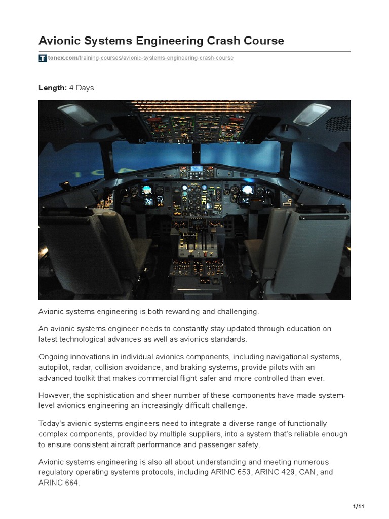 Avionic Systems Engineering Crash Course PDF Aircraft Flight