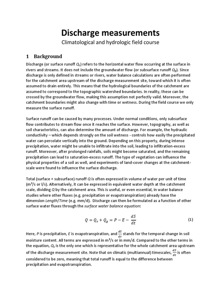 Discharge Pdf Discharge Hydrology Drainage Basin