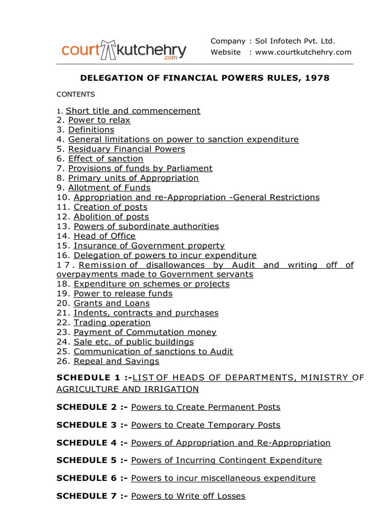 Delegation of Financial Powers 1978 | PDF | Expense | Government Of India