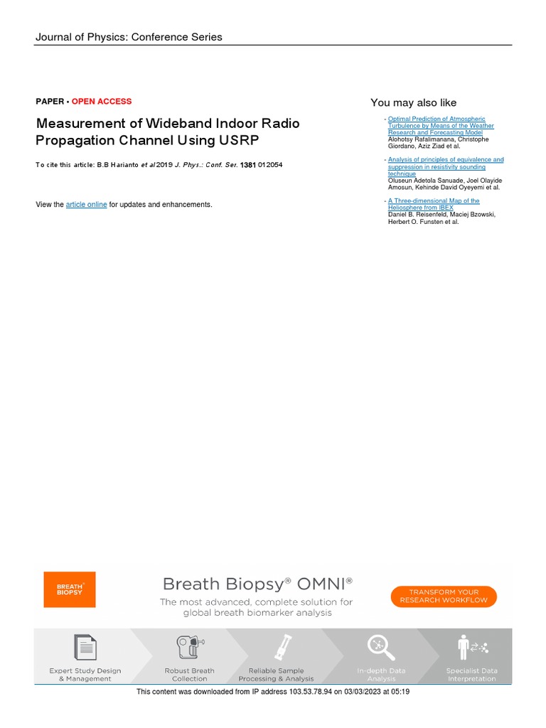 Measurement of Wideband Indoor Radio Propagation Channel Using USRP