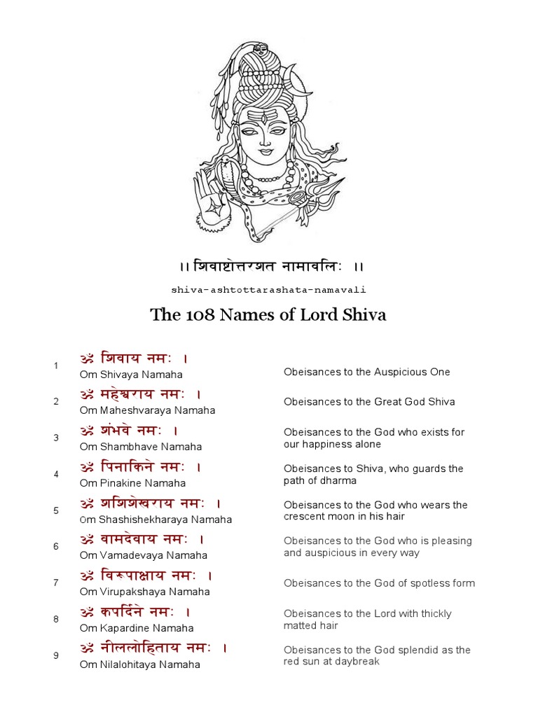 108 Shiva Stotra Namavali | PDF | Shiva | Hindu Deities