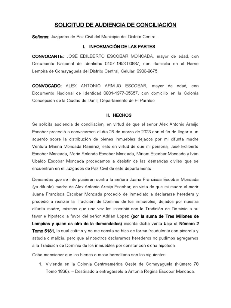 Solicitud De Audiencia Pdf