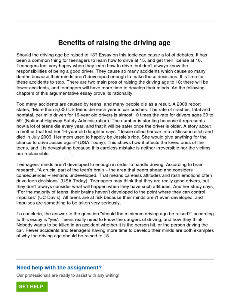 Benefits of Raising The Driving Age | PDF | Adolescence
