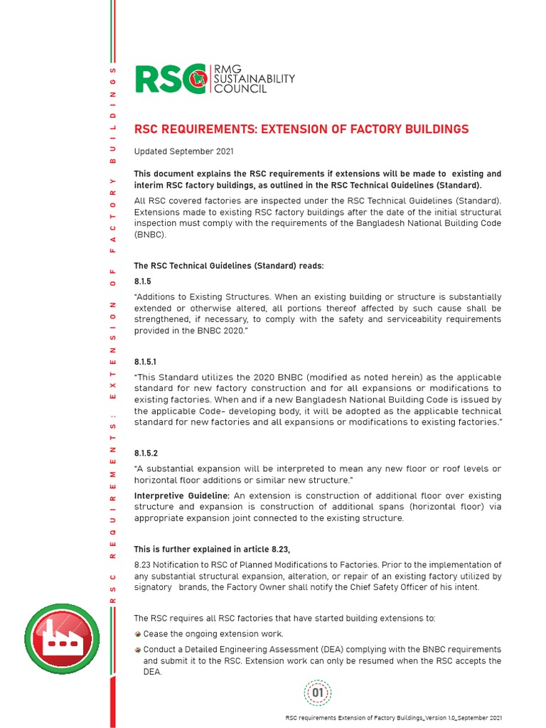 RSC Guidelines for Factory Extensions | PDF | Building Code