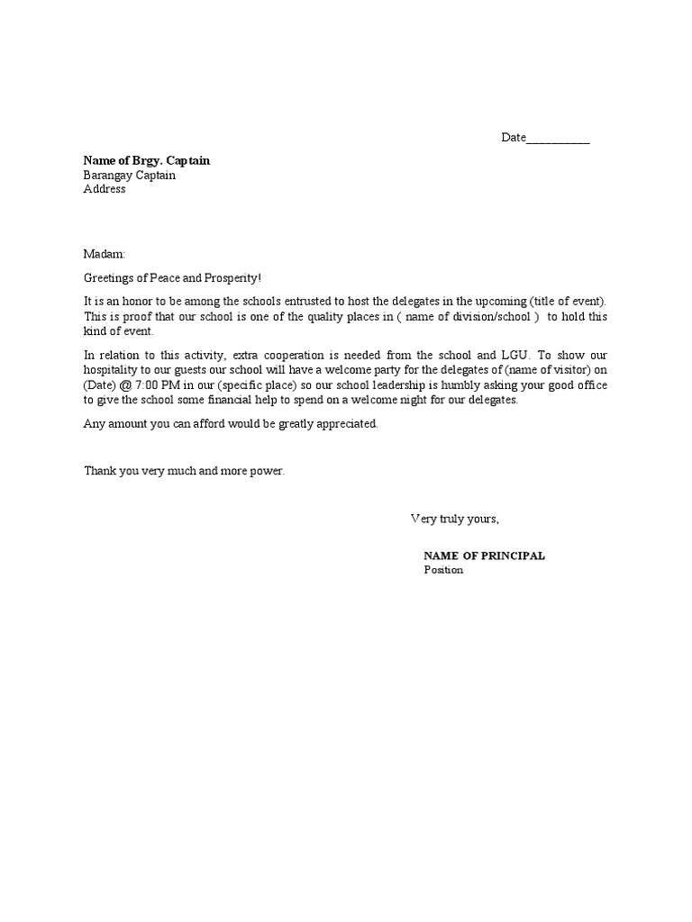 request letter for Brgy. financial assistance PDF