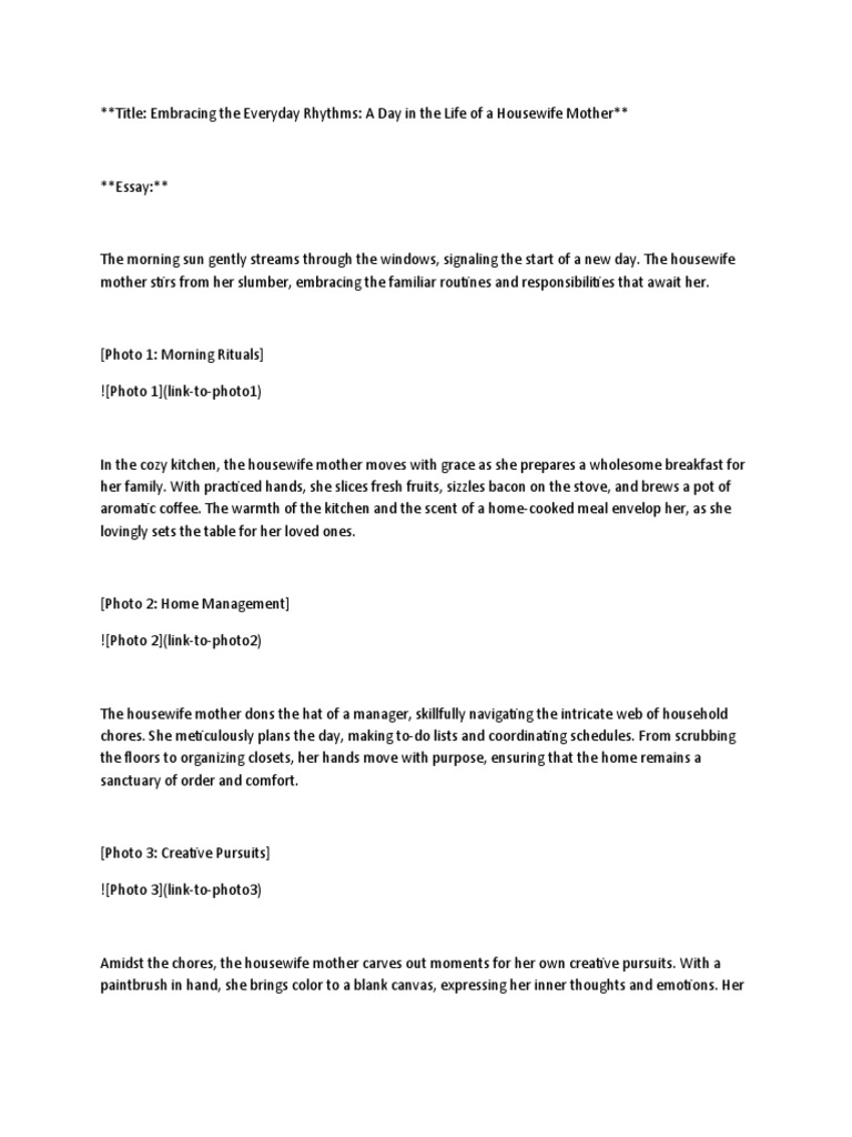 A Day in the Life of a Housewife | PDF | Psychology