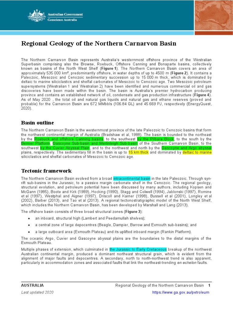 Northern Carnarvon Basin Geology Overview | PDF | Rift | Earth Sciences
