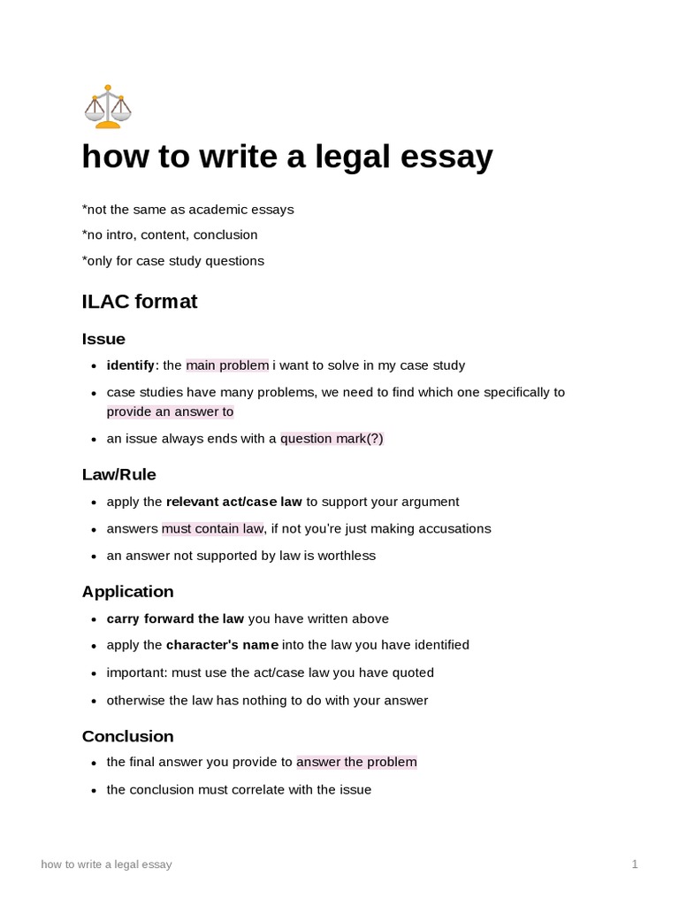 how to write a legal essay pdf