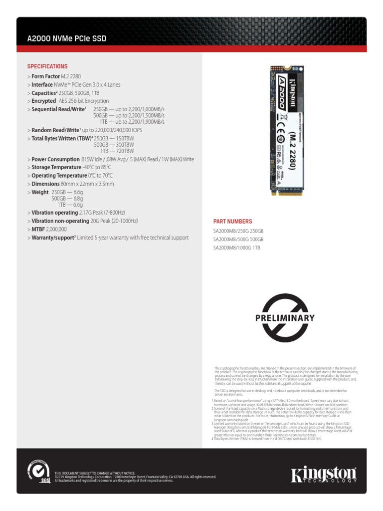 A2000M Prelim Us PDF Solid State Drive Flash Memory