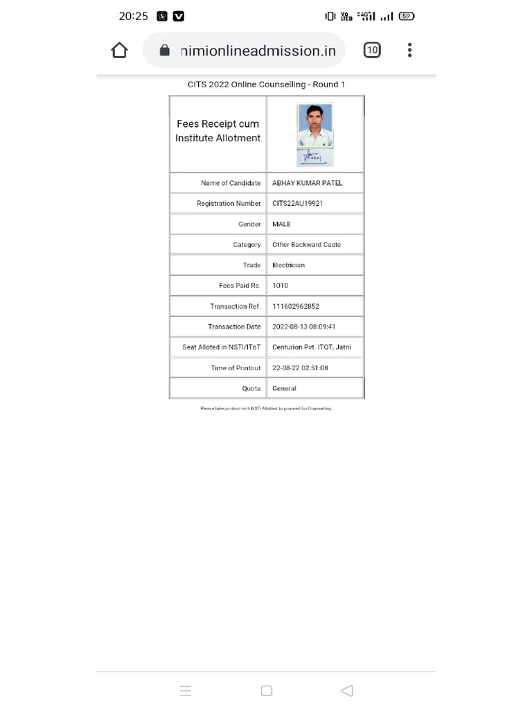 Cits Fees Receipt PDF