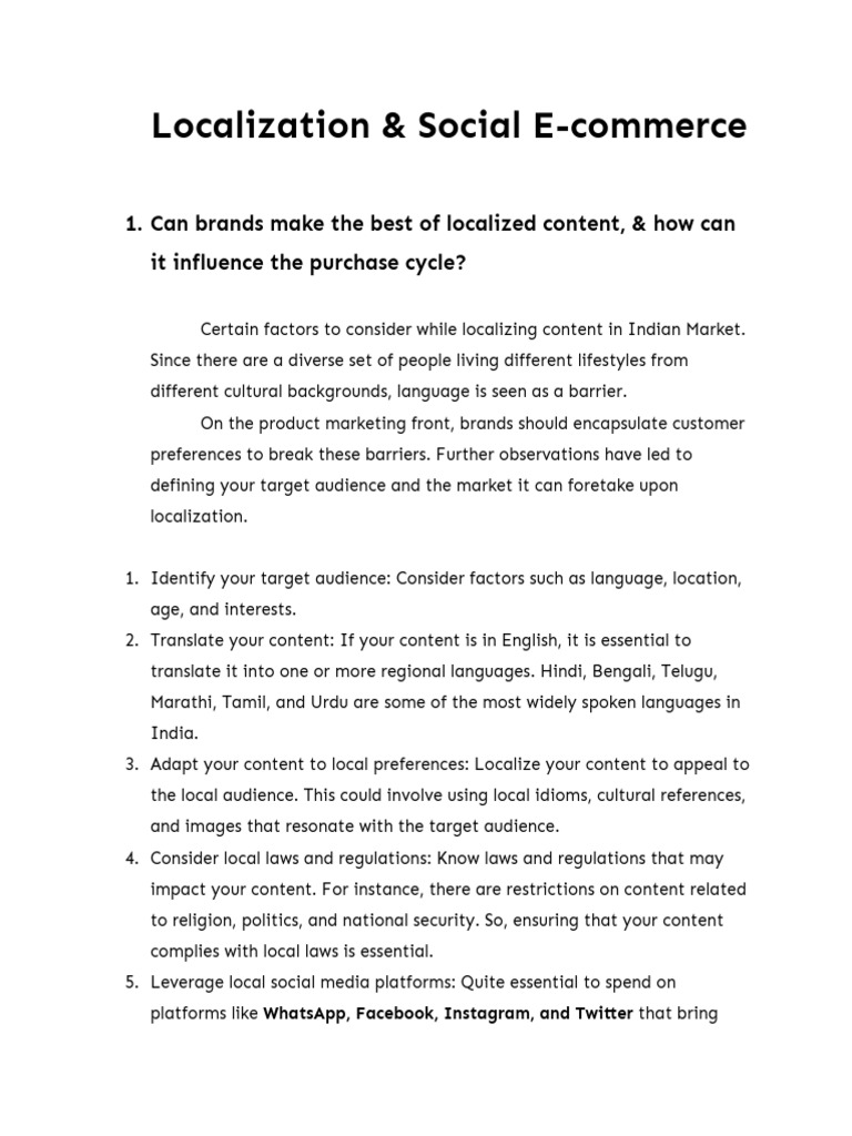 Research Report - Localization & Social E-Commerce | PDF | Target ...