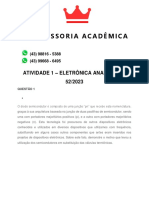 Atividade 1 - Eletrônica Analógica - 52 2023