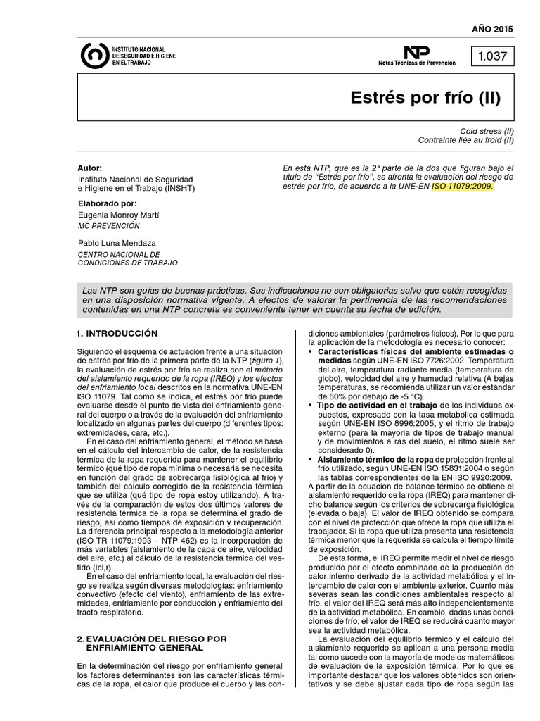 ISO 11079 - 2009-EStres Por Frio | PDF | Calor | Velocidad del viento