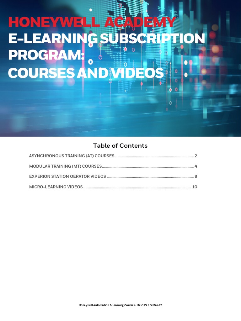 Honeywell Automation ELearning Courses PDF Computer Network