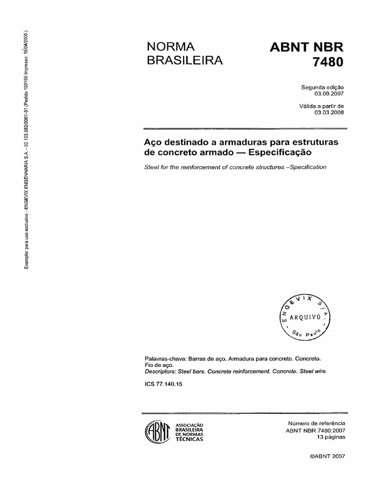 Abnt 7480 2007 | PDF