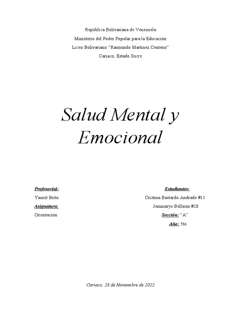 Salud Mental y Emocional | PDF