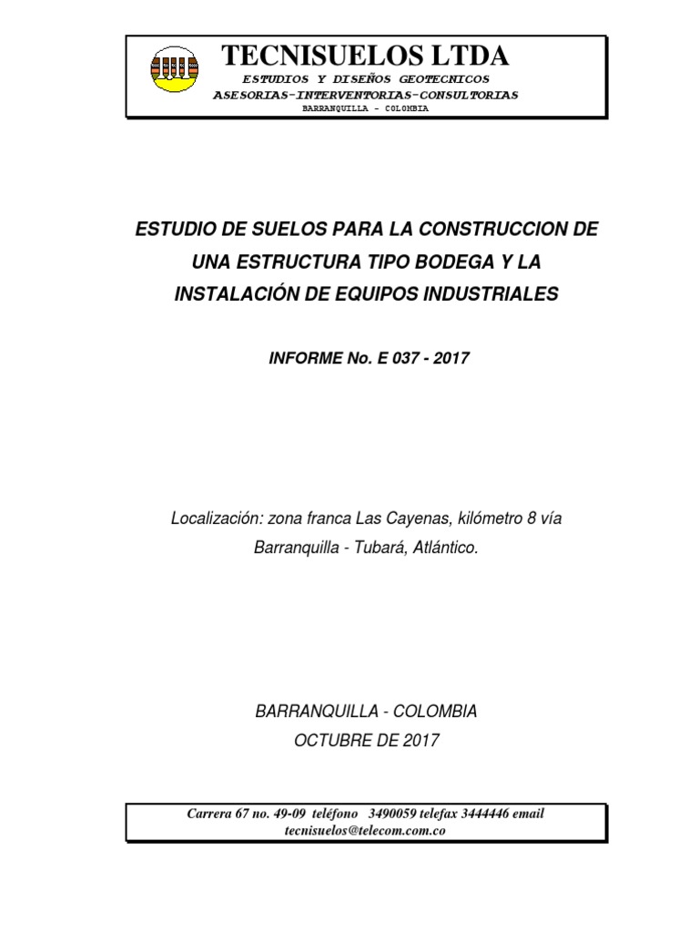 Estudio De Suelos Final Completo Pdf Fundación Ingeniería Hormigón