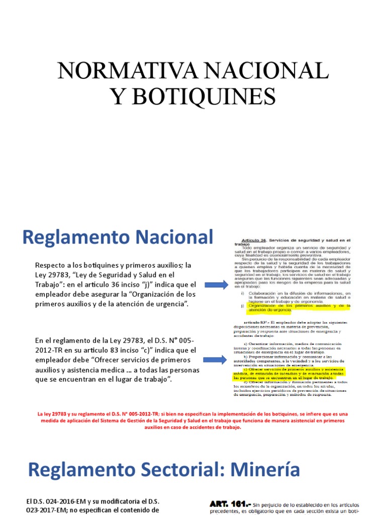 Normativa Nacional y Botiquines | PDF