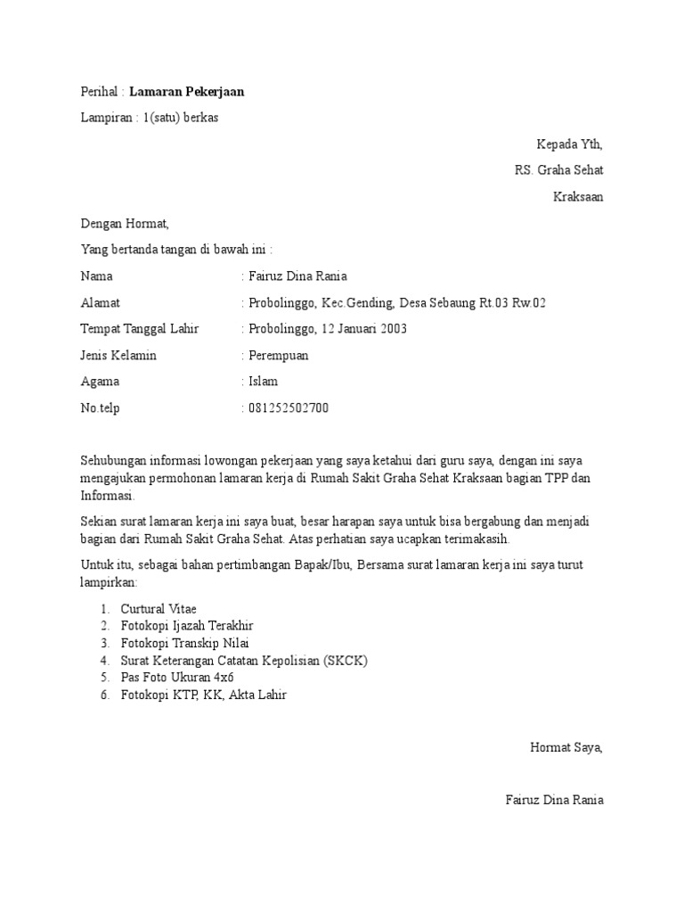 Surat Lamaran Kerja | PDF