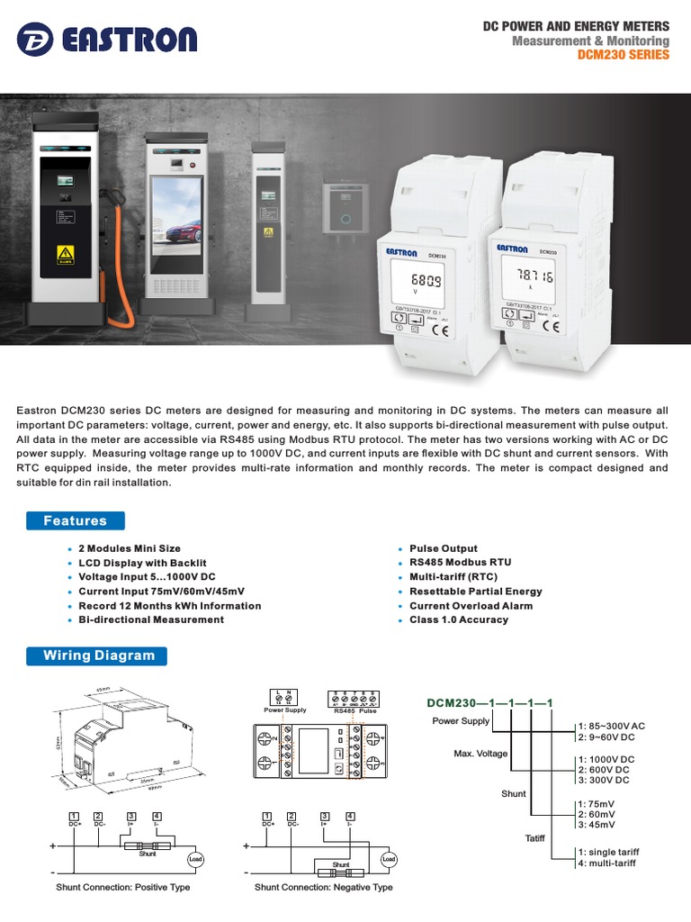 Eastron DCM230 DC Energy Meters | PDF | Power Supply | Alternating Current