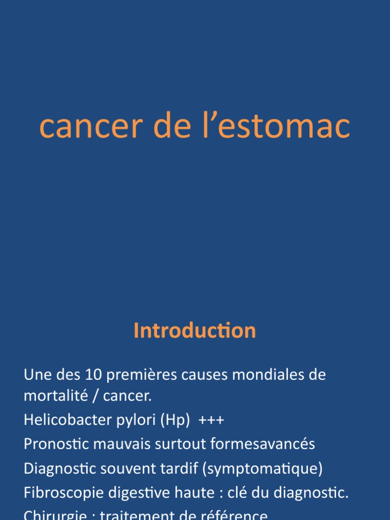 Cancer de l'estomac diagnostic et traitement PDF Maladies et — free download