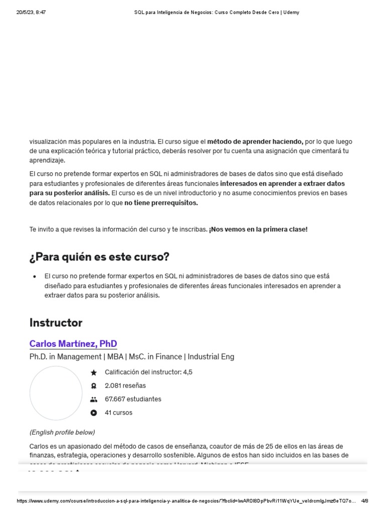 Curso SQL para Negocios desde Cero | PDF | SQL | Máster en ...