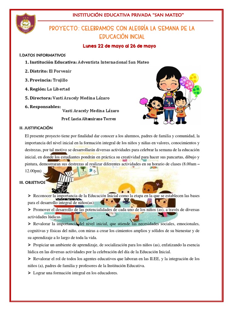 Celebración de la Semana de Educación Inicial | PDF | Educación de la ...