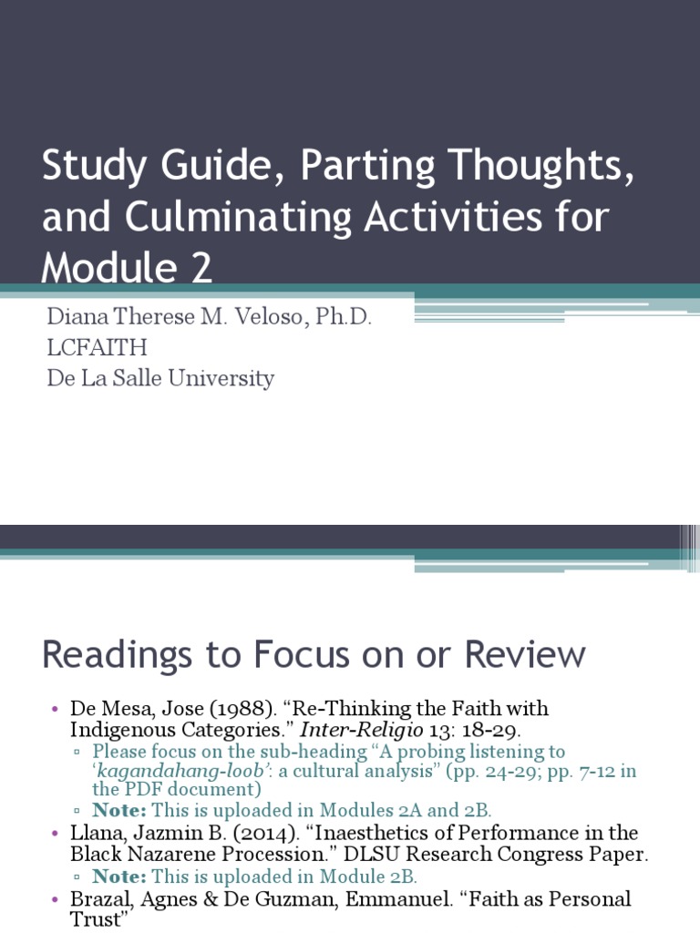 Module 2B Study Guide Parting Thoughts and Closing Activities and ...