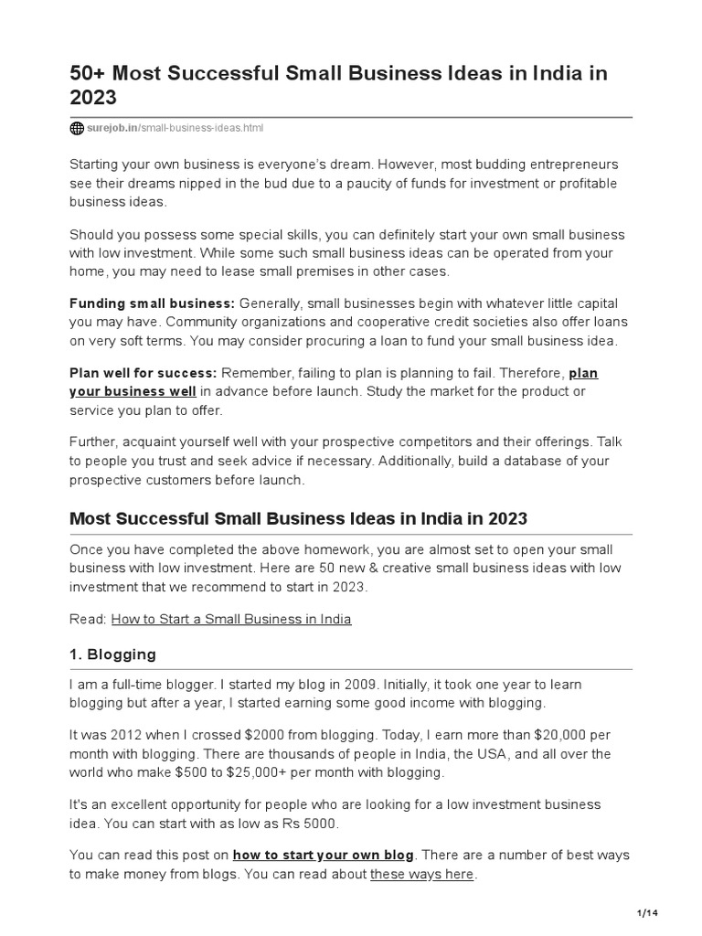 Surejob.in50 Most Successful Small Business Ideas in India in 2023 PDF