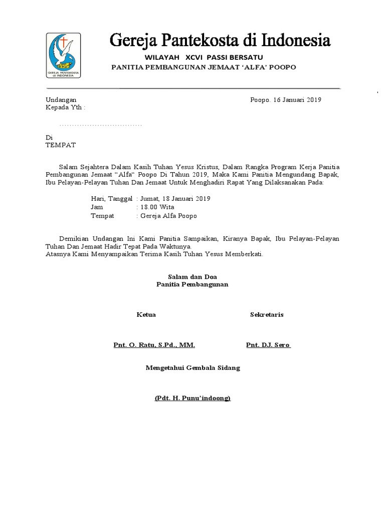 Undangan Rapat Panitia Pembangunan | PDF
