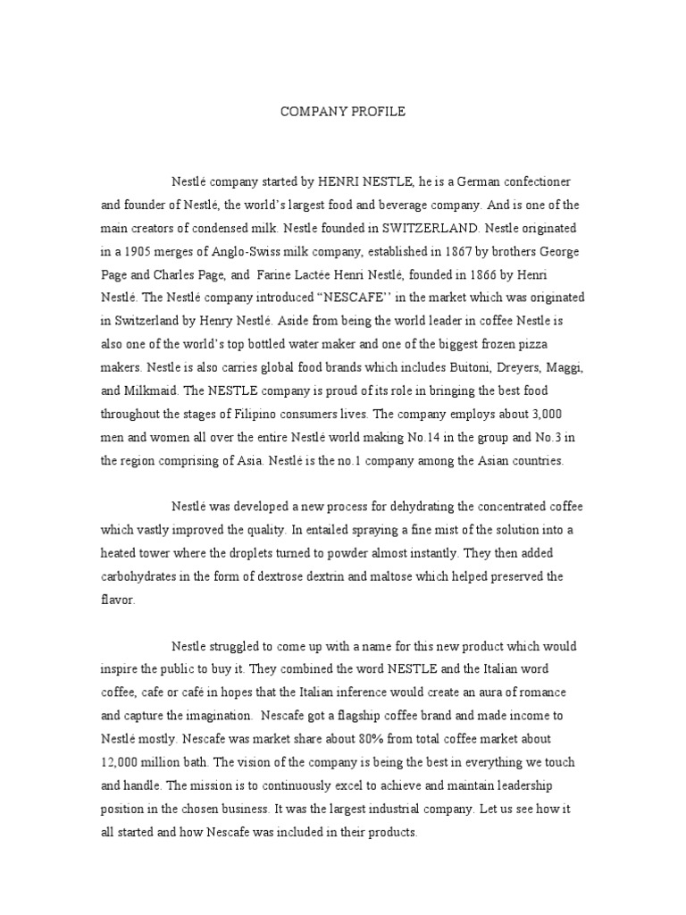 Company Profile PDF Nestlé Coffee