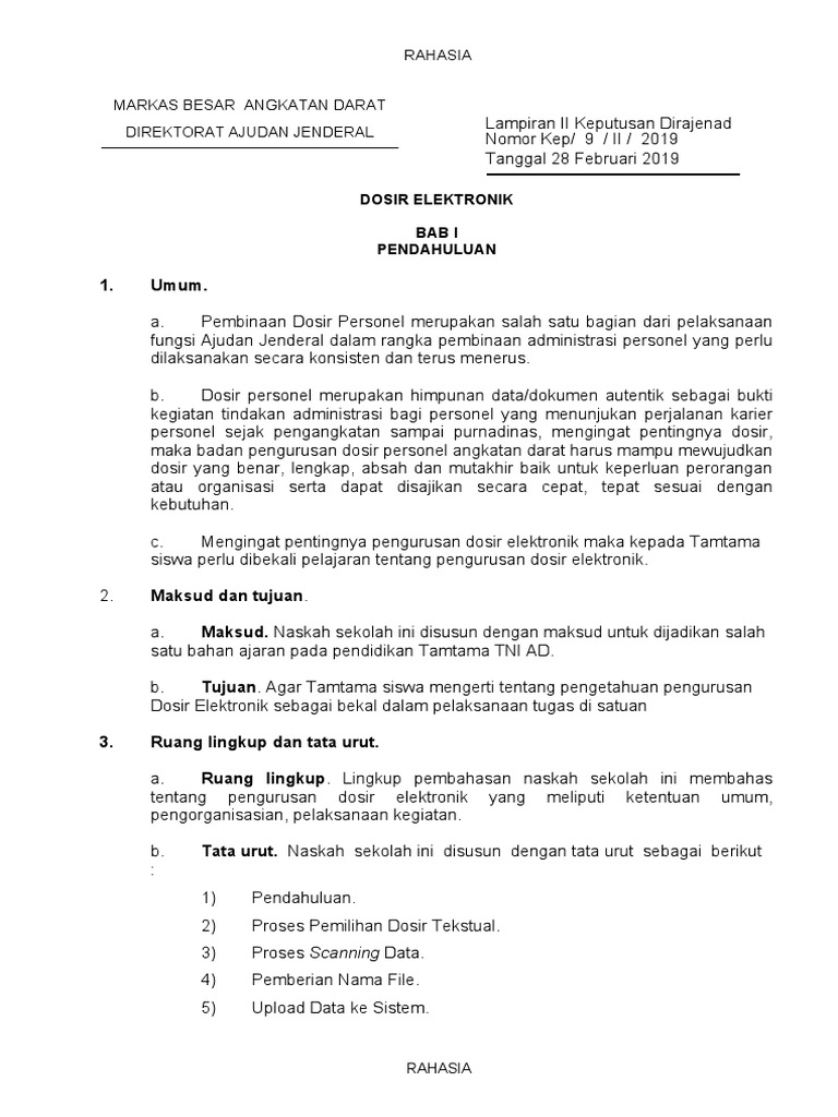 Pengelolaan Dosir Elektronik TNI AD | PDF