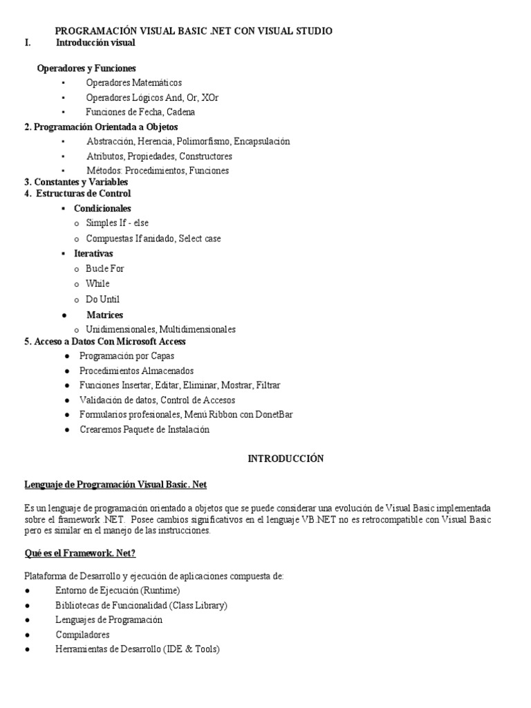 Programación en Visual Basic .NET | PDF | Poco | Tipo de datos