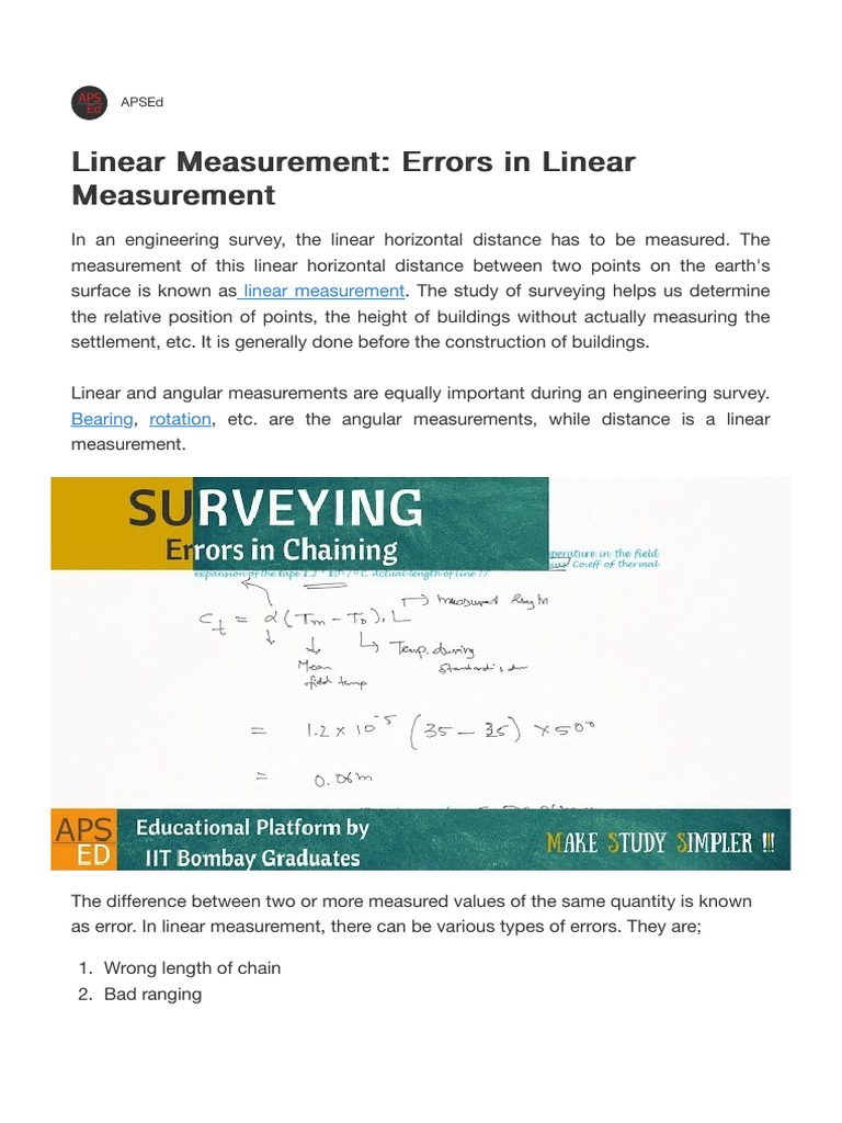 Linear Measurement - Errors in Linear Measurement | PDF | Measurement ...