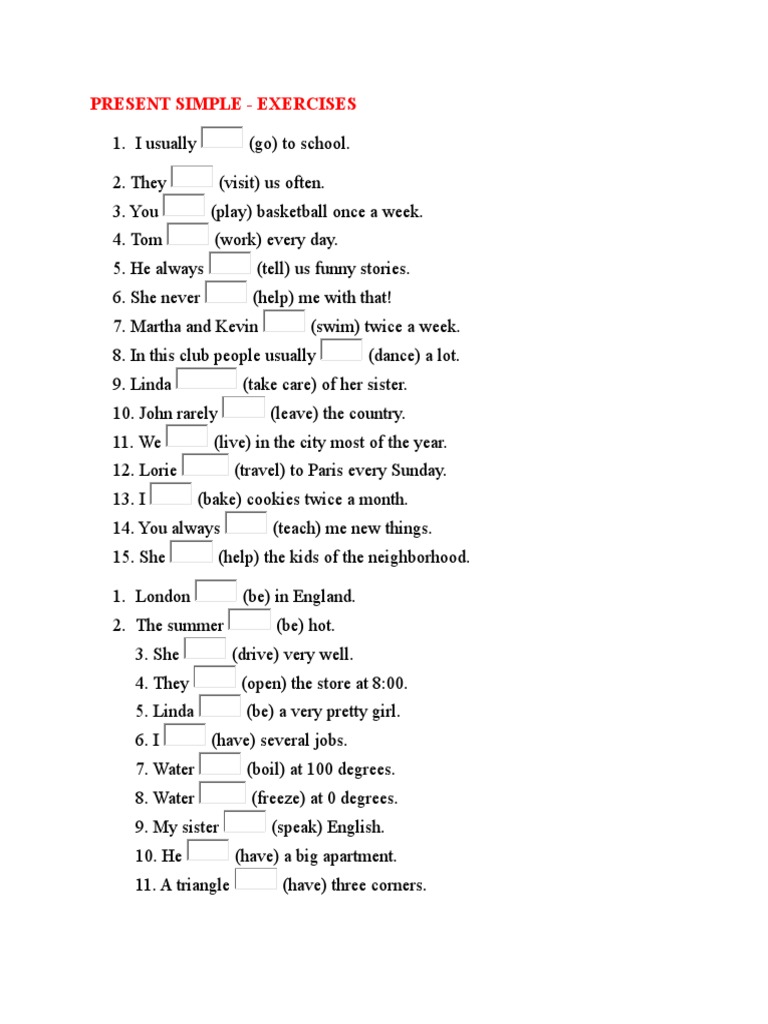 Present Simple Exercises | PDF