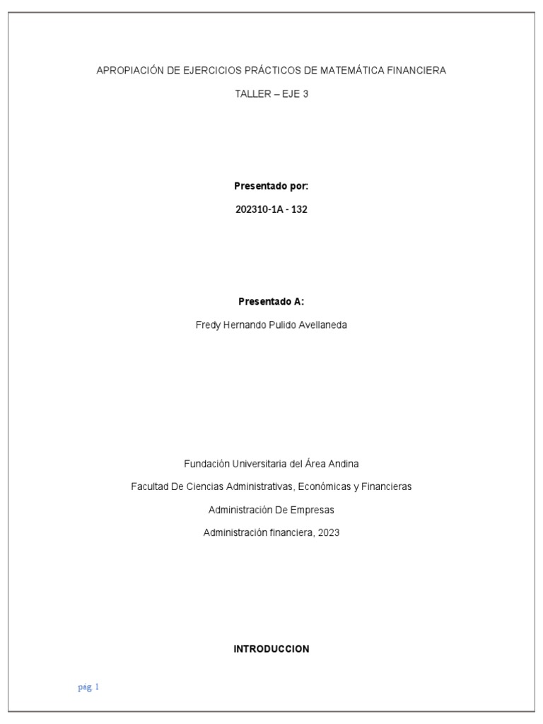Matematica Financiera Eje 3 | PDF | Interés | Tasas de interés