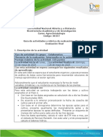 Guía de Actividades y Rúbrica de Evaluación - Unidad 2 - Paso 5 - Evaluación Final