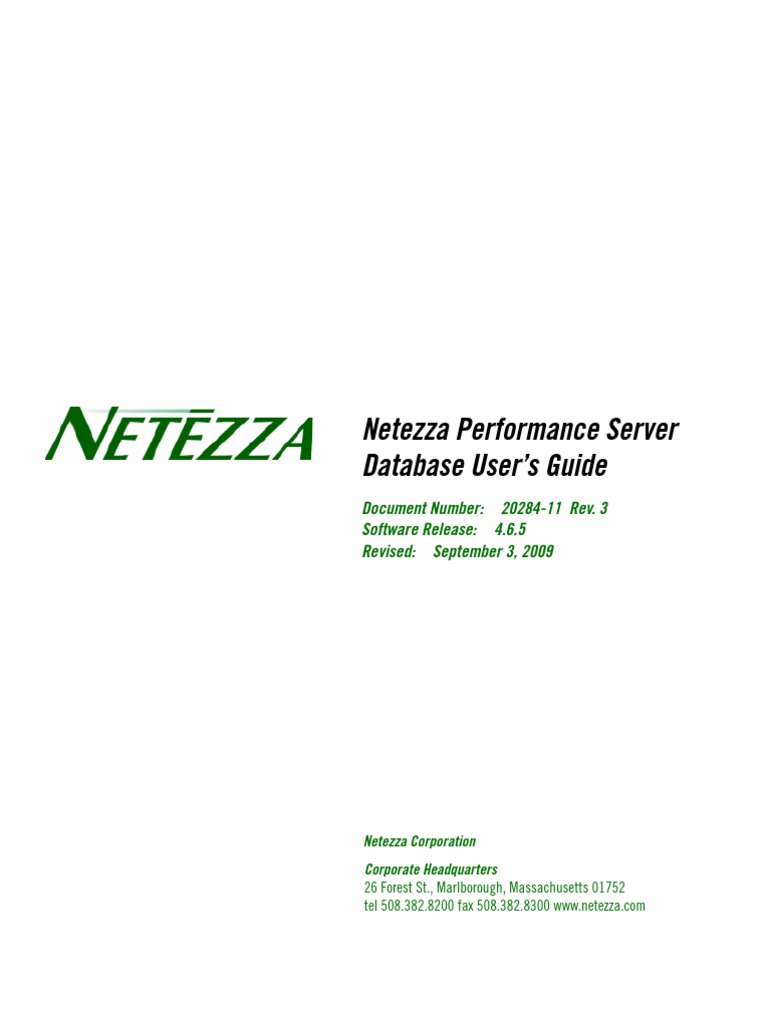 4.6.5 Netezza Database Users Guide | PDF | Copyright | Information ...